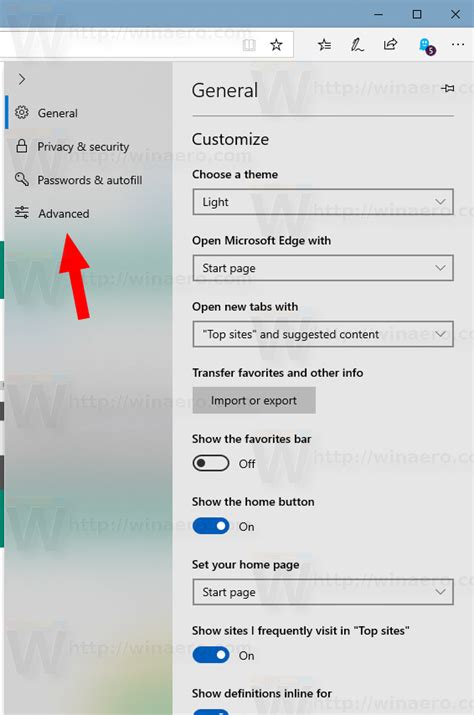 settings menu microsoft edge