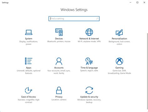 settings menu windows 10 device