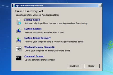 settings system recovery