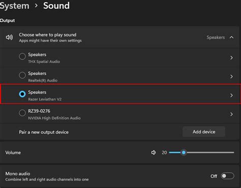 settings system sound input