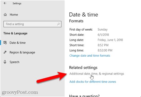 settings time and date region