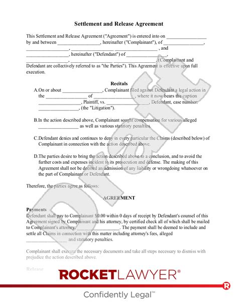 settlement agreement and release of all claims template