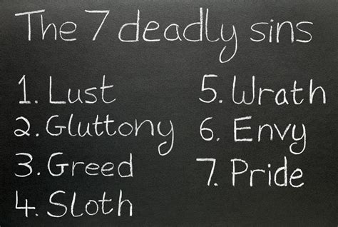 seven deadly sins list