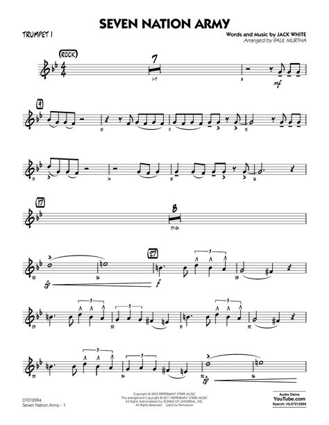 seven nation army notes trumpet