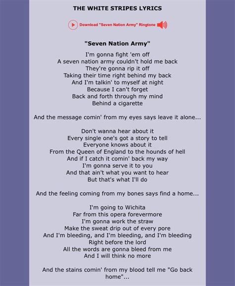 seven nation army song with lyrics