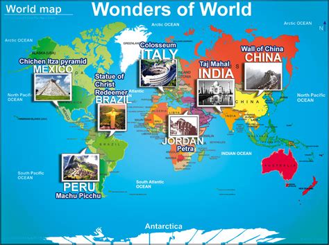 seven wonders of the modern world map