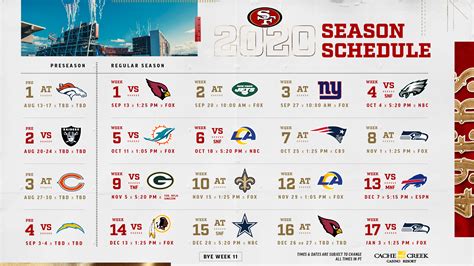 sf 49ers schedule 2020