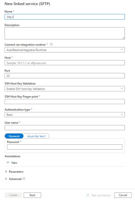 Sftp Connector Azure Data Factory