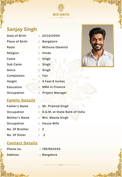 Sindhi Marriage Biodata For a Boy Bio data for marriage, Marriage