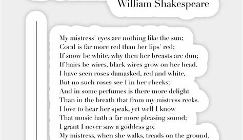 Shakespeare Sonnet Number 130 PPT By William PowerPoint