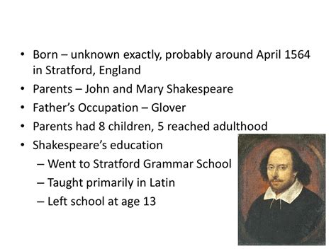 shakespeare early life and childhood