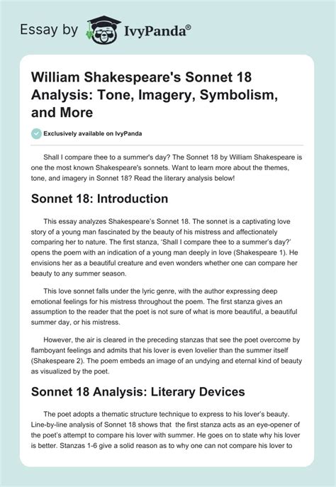 shakespeare sonnets analysis pdf