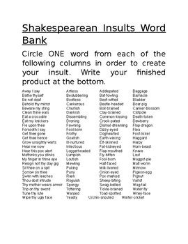 shakespearean insults lesson pdf