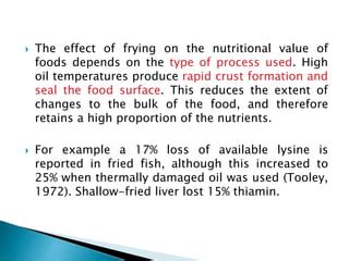 Shallow Frying Effect On Nutritional Value