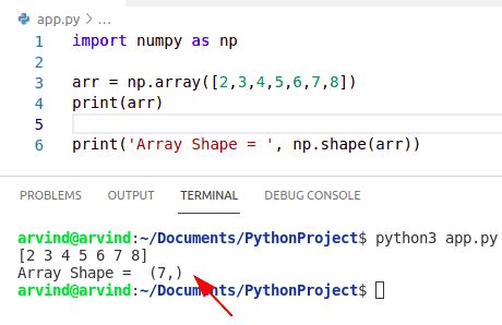 shape 0 function in python