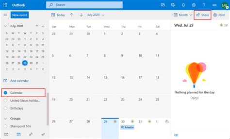 Share Secondary Calendar Outlook 365