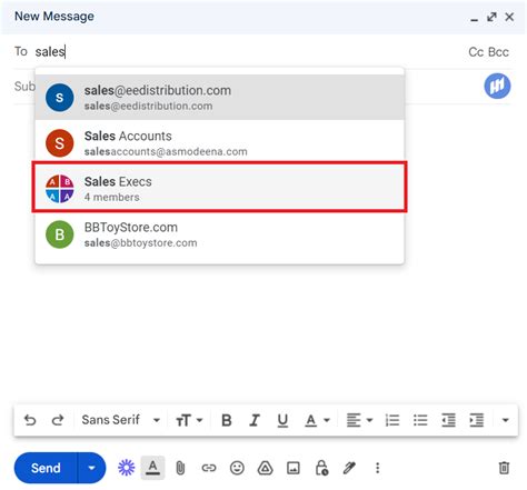 share a distribution list in gmail