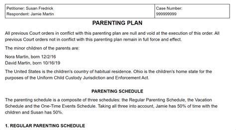 Ohio Shared Parenting Plan Shared Parenting Agreement US Legal Forms