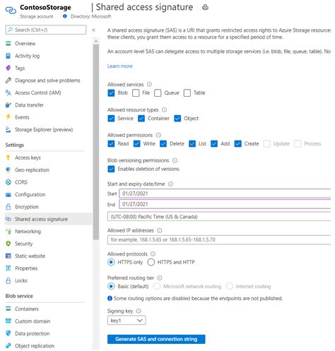 Shared Access Key Azure Storage