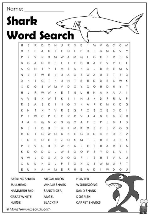 SHARKS Word Search Puzzle Worksheet Activity Shark activities, Shark