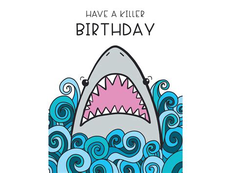 Shark Theme Printable Bday Cards