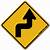 sharp turn to the right then left road sign