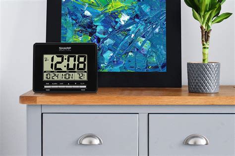 "Sharp Atomic Clock with Jumbo 3"" Display, Indoor/Outdoor Temperature
