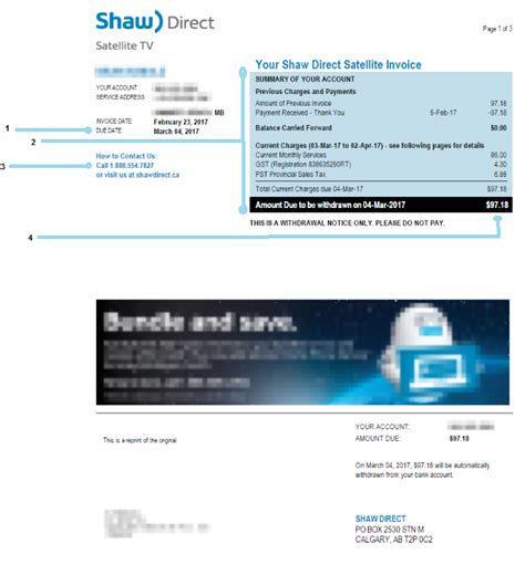 shaw billing number