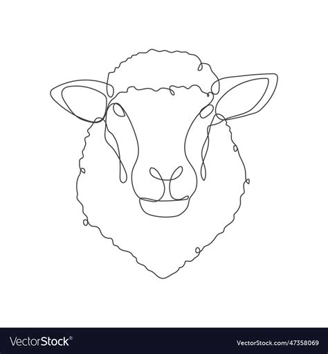 Sheep Head Line Drawing