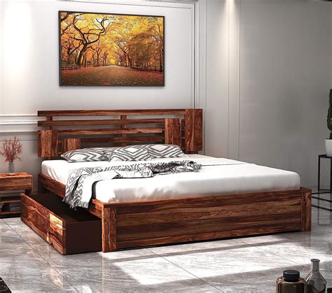 sheesham wood queen size bed with storage