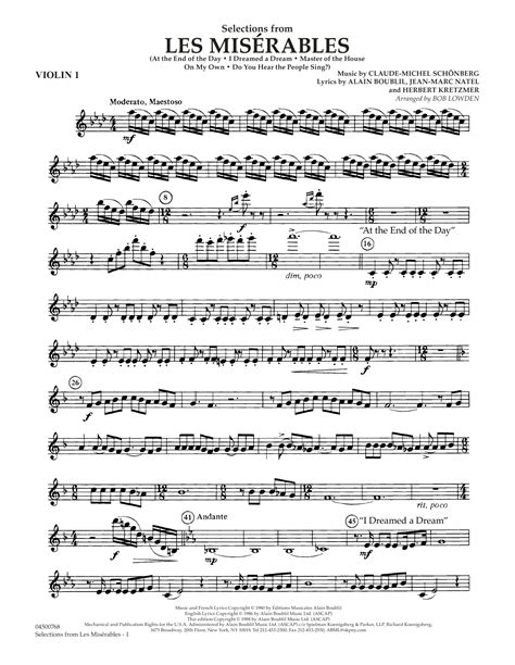 sheet music for les miserables