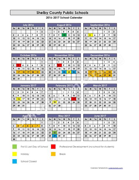 Shelby County Schools Academic Calendar