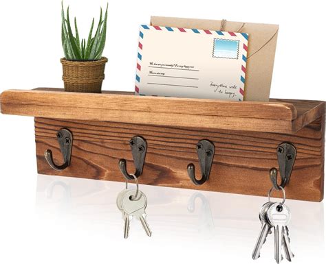 Shelf With Hooks Key Holder