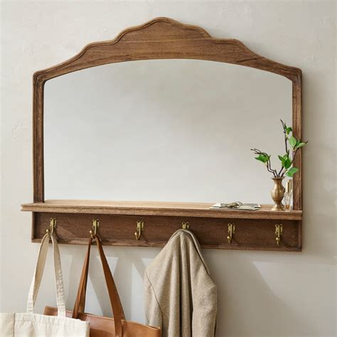 Shelf With Mirror And Hooks