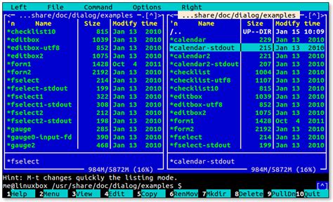 shell dialog menu example