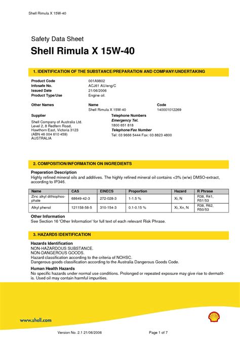 Shell Engine Oil Msds Pdf