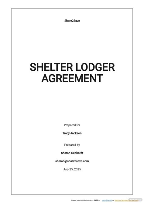 Shelter Lodger Agreement Template – 2023