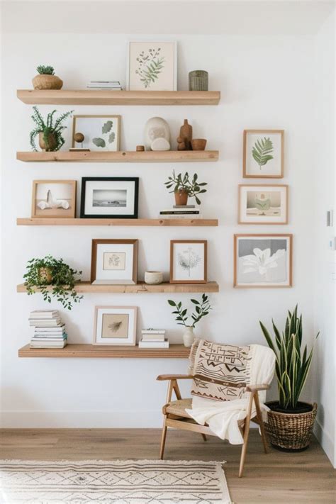 Shelves on an empty bedroom wall