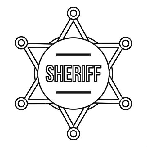 sheriff badge black and white clipart