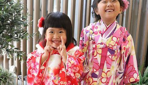 Shichi-go-san, Seven-Five-Three festival, girl in a red kimono Stock
