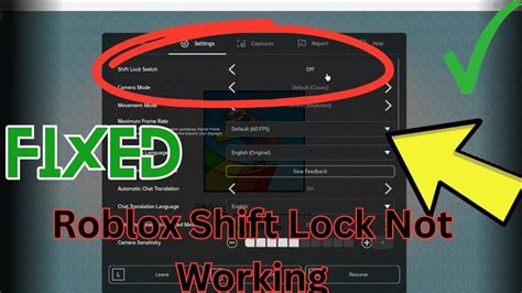shift lock not locking roblox