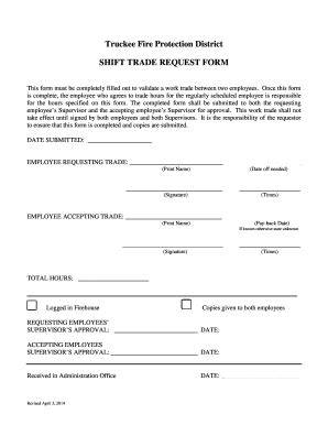 shift trade request form template