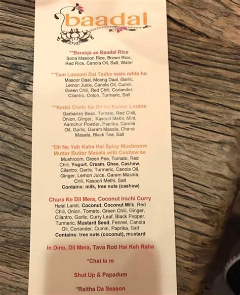 shilpa shetty restaurant menu