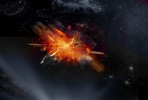 ship exploding in space
