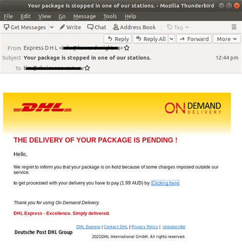 shipping dhl tracking email