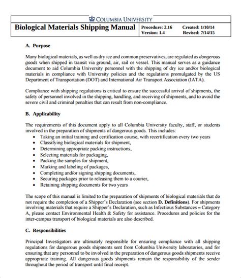 FREE 10+ Sample Shipping Manual Templates in PDF MS Word