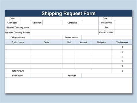 Shipping Request Form Excel