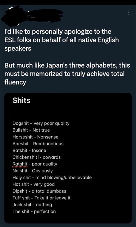 shit in the Language of Your select