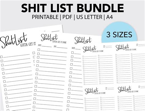 Shit To Do List,Printable