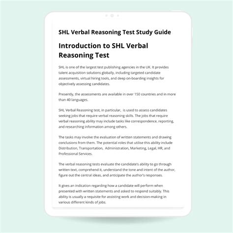 shl verbal reasoning test tips
